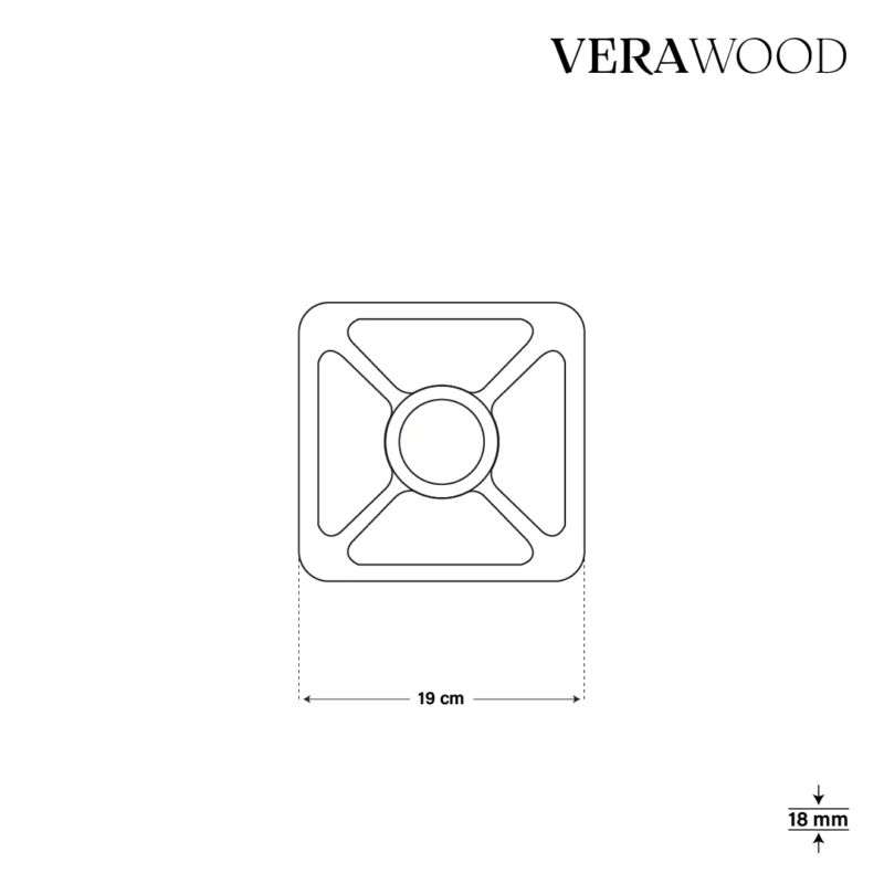 Ortası Yuvarlak Kare Küçük Boy Ahşap Sunum Tabağı