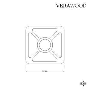 Ortası Yuvarlak Kare Orta Boy Ahşap Sunum Tabağı