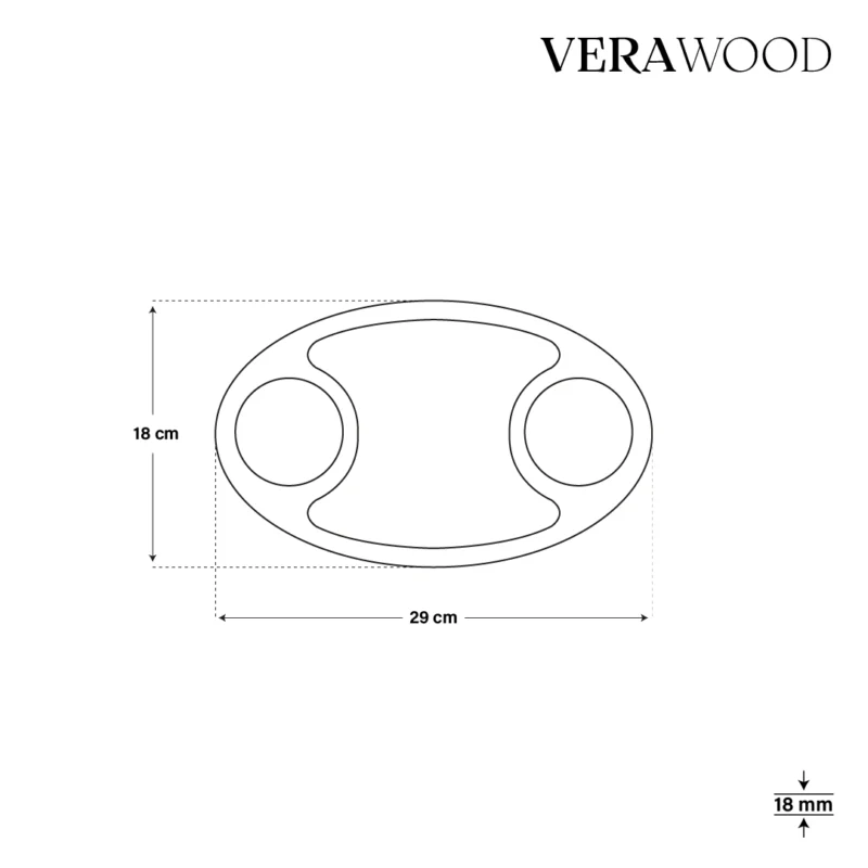 Bölmeli Elips Ahşap Sunum Tabağı