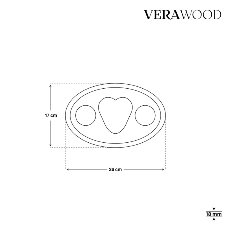 Kalpli Elips Ahşap Sunum Tabağı