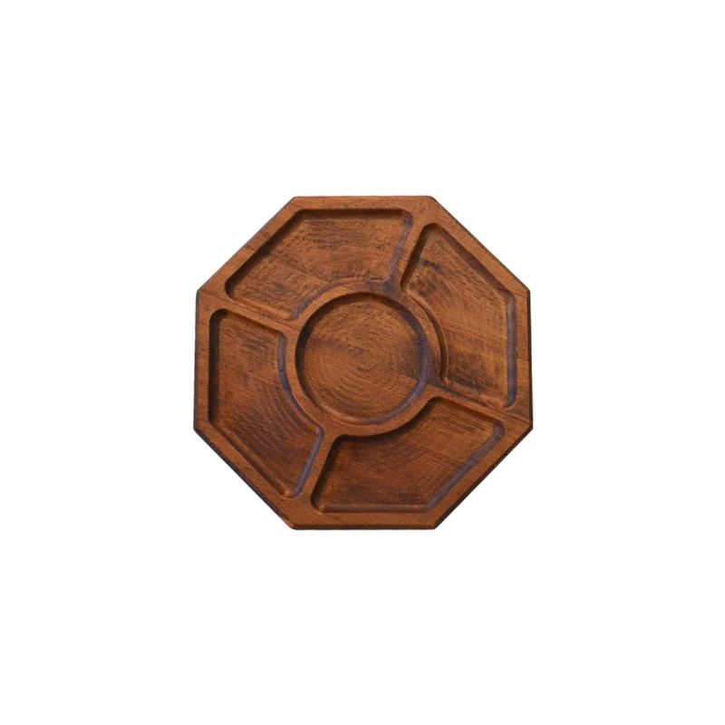 Sekizgen Kesim Ahşap Sunum Tabağı