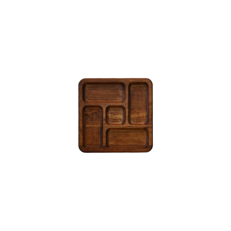 Köşeli Sarmal Kare Ahşap Sunum Tabağı