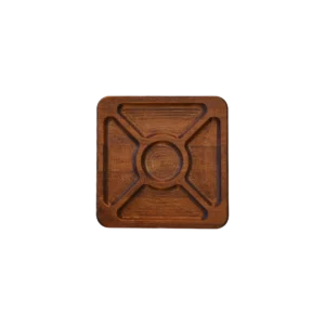 Ortası Yuvarlak Kare Orta Boy Ahşap Sunum Tabağı