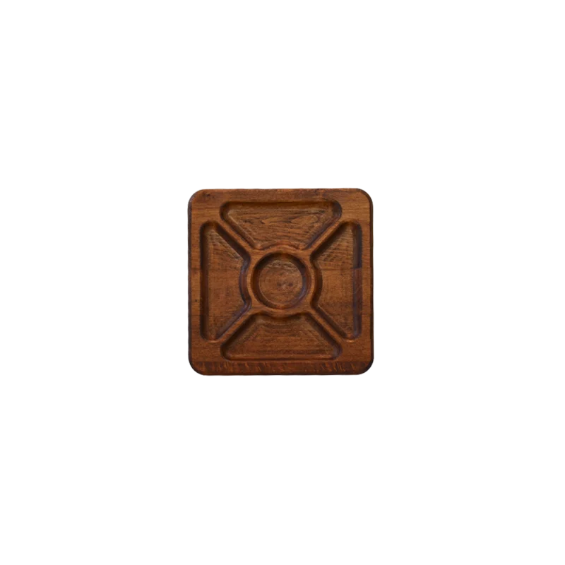 Ortası Yuvarlak Kare Küçük Boy Ahşap Sunum Tabağı