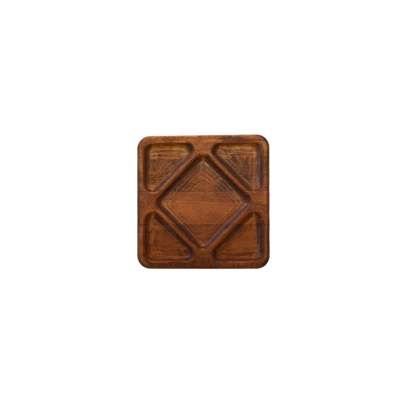 Kare İçi Kare Ahşap Sunum Tabağı