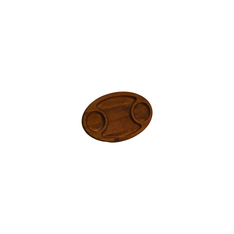 Bölmeli Elips Ahşap Sunum Tabağı