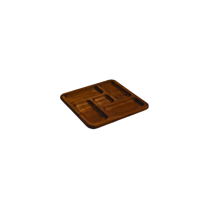 Köşeli Sarmal Kare Ahşap Sunum Tabağı