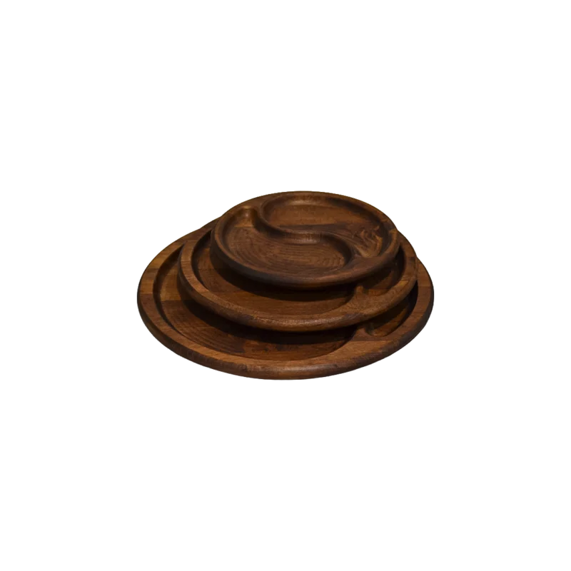 Yin Yang (3’lü Set) Ahşap Sunum Tabağı