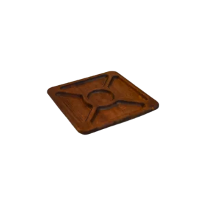 Ortası Yuvarlak Kare Orta Boy Ahşap Sunum Tabağı