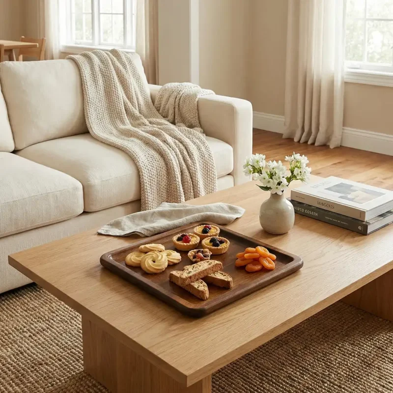 Kare Küçük Boy Ahşap Sunum Tabağı