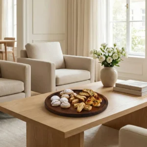 Yuvarlak Büyük Boy Ahşap Sunum Tabağı