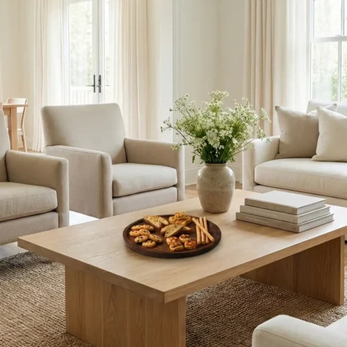 Yuvarlak Orta Boy Ahşap Sunum Tabağı