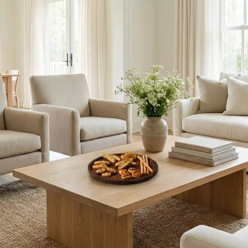 Yuvarlak Orta Boy Ahşap Sunum Tabağı