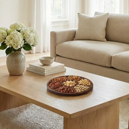 6 Bölmeli Orta Boy Ahşap Sunum Tabağı