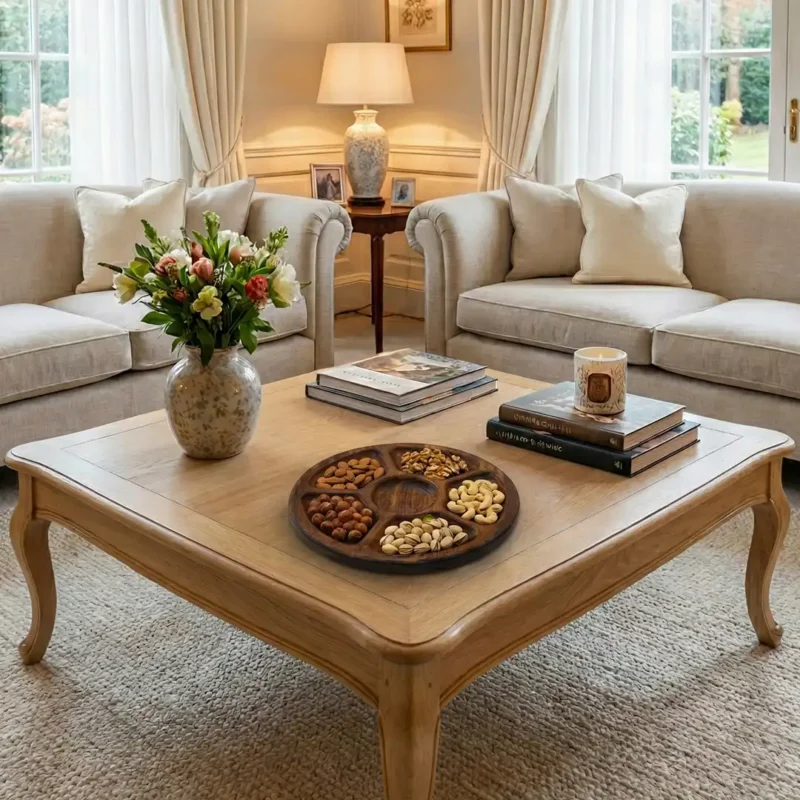 6 Bölmeli Büyük Boy Ahşap Sunum Tabağı