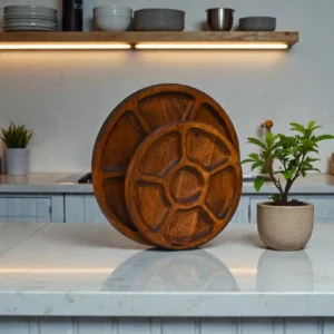 6 Bölmeli (2'li Set) Ahşap Sunum Tabağı