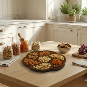 Çiçek Kesim Ahşap Sunum Tabağı