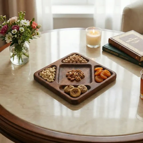 Kare İçi Kare Ahşap Sunum Tabağı