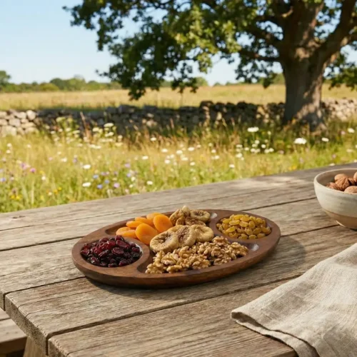 Bölmeli Elips Ahşap Sunum Tabağı