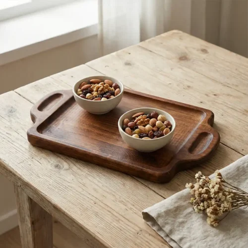 at02-c Ahşap Tepsi Kulplu Küçük Boy