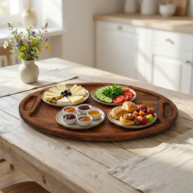 Ahşap Tepsi Oval Büyük Boy