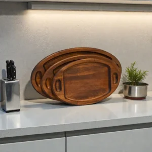 Ahşap Tepsi Oval Set (3’lü Set)