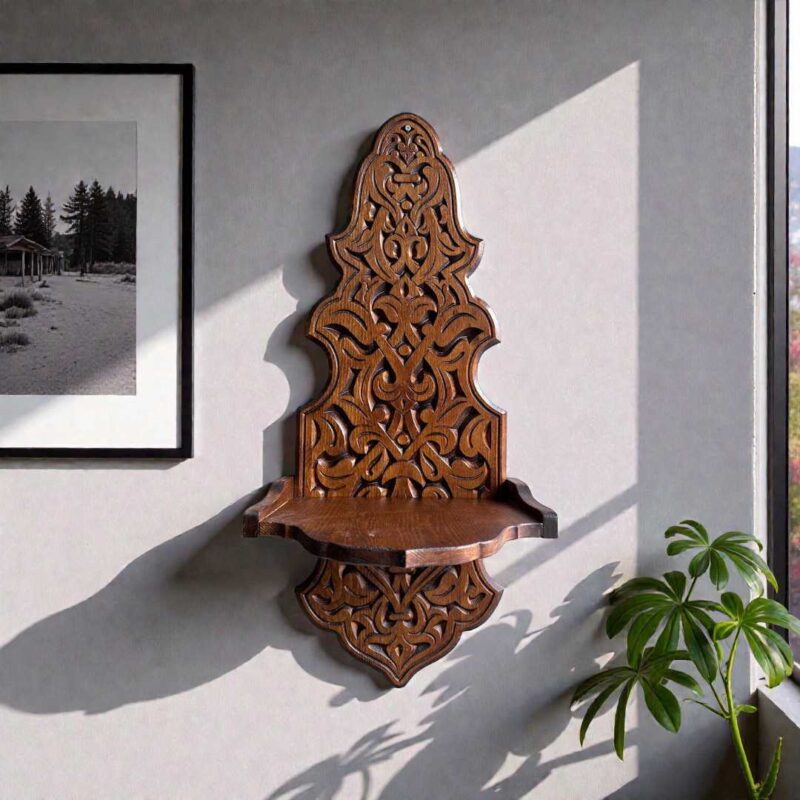 Dekoratif Ahşap Şamdanlık Rafı Büyük Boy