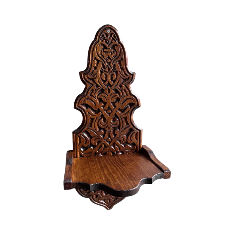 Dekoratif Ahşap Şamdanlık Rafı Orta Boy