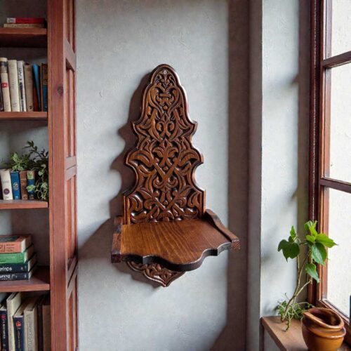 ts-025 Dekoratif Ahşap Şamdanlık Rafı Orta Boy