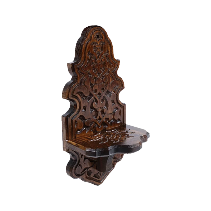 Dekoratif Ahşap Şamdanlık Rafı Mini Boy