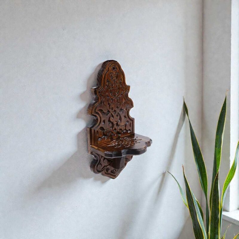 Dekoratif Ahşap Şamdanlık Rafı Mini Boy